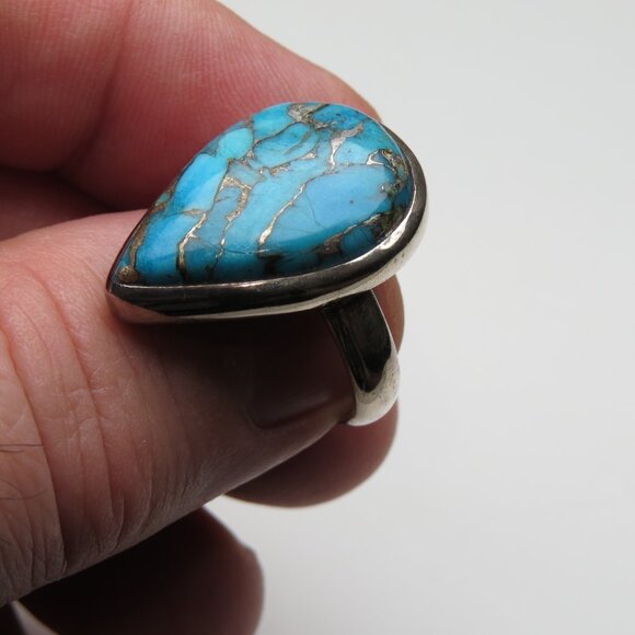 *925 Sterling Silver copper Turquoise Ring - Picture 2 of 3